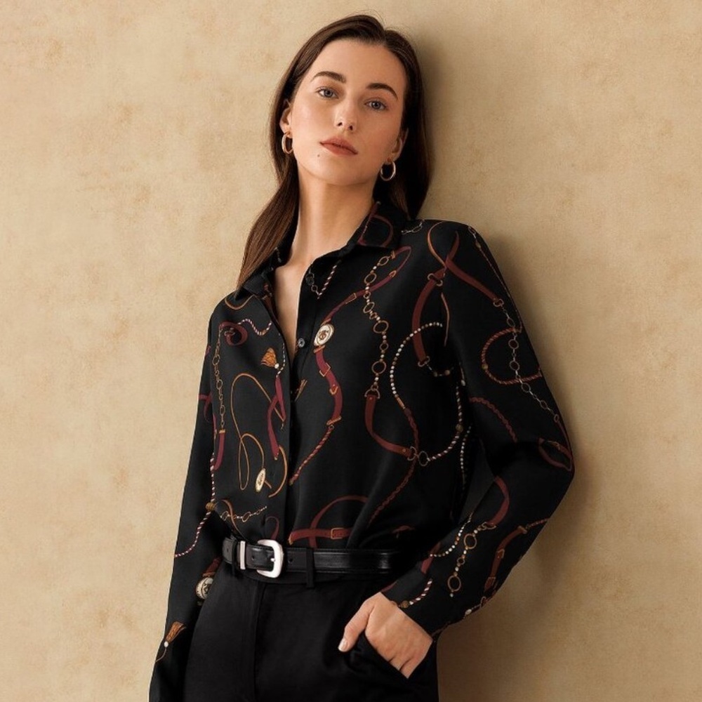 LILYSILK Louisville Print Silk Shirt